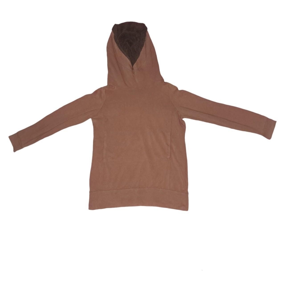 Brown Fleece Lined Cozy Hooded Sweatshirt for Women M
